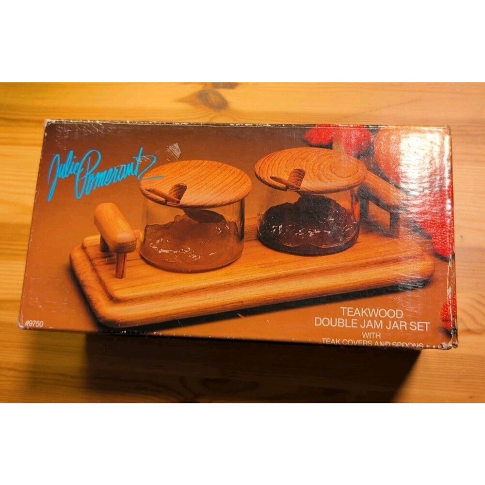 Vintage New Julie Pomerantz Goodwood Teakwood Serving Jar Set MCM